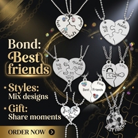 Collier Pendentif Cœur Multi-lettres Personnalisé en Gros, Chaîne de Clavicule BFF Meilleure Amie, Ensemble de Bijoux Souvenirs