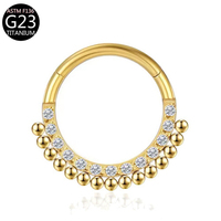 Boucles d'oreilles créoles Freya Fashion en titane G23 avec zircon, anneau de nez en titane, clicker de septum, bijoux de corps segmentés