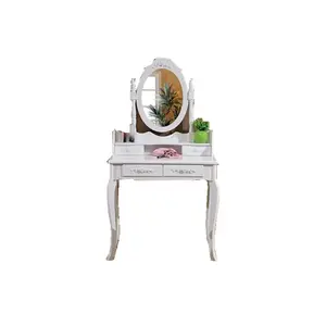 Hot Sales Shabby Chic Bàn Trang Điểm Bàn Trang Điểm Lưu Trữ Với Gương Và Phân Set