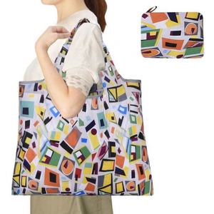 Grand sac de courses pliable réutilisable en polyester RPET 190T, sac fourre-tout extensible en nylon durable - Product Image 4