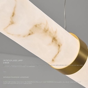 Lampada a Sospensione Lineare in Alabastro Naturale con Finiture in Ottone, Tubo Lungo in Marmo, per Sala da Pranzo e Cucina - Product Image 6