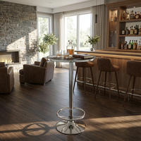 Ensemble moderne de table et de tabourets en acier avec assise en mousse PVC et base chromée pour pub, café, bar à domicile et parc