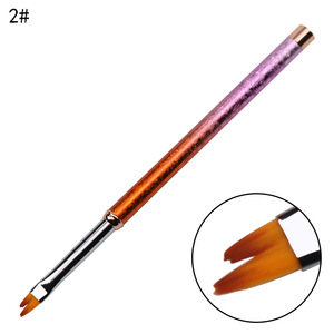 Pinceau à ongles en nylon à poils plats, manche métallique dégradé, forme spéciale pour la peinture de fleurs en forme de pétale, outil de manucure en gel pour salon - Product Image 3