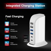 Chargeur USB Upoy, station de charge multi-appareils, 45W, bloc de charge rapide, avec deux ports de type C, hub de charge USB multiport
