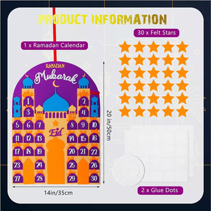 Factory Wholesale <strong>2022</strong> Ramadan <strong>Advent</strong> <strong>Calendar</strong> Eid <strong>Calendar</strong> Countdown <strong>Calendar</strong> Eid Mubarak Hanging Felt for <strong>Kids</strong> Eid Gifts - Product Image 2