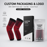 Manchon de compression long pour le genou, personnalisable avec logo, rouge et noir, pour le sport (course, basketball et fitness) - Vente en gros pour Noël