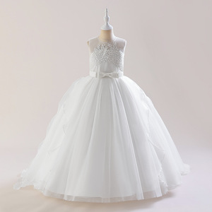 Robe de soirée princesse haut de gamme pour filles, en tulle bouffant avec traîne, idéale pour les spectacles sur scène, les récitals de piano et les fêtes - Product Image 2