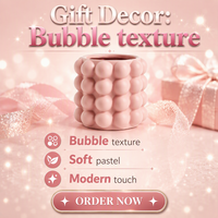 Pot de fleurs en céramique rose texturé à bulles, pot à plantes moderne décoratif pour la maison, table, plantes d'intérieur