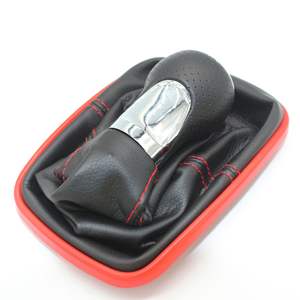 Pommeau de levier de vitesse en cuir avec surpiqûres rouges, ergonomique, pour Volkswagen Bora Golf 4 Audi 5 6 vitesses - Product Image 3