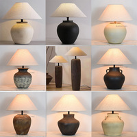 Vintage Rural Campagne Rétro Rustique Pierre Céramique Tablie Pot Chinois Grand Rustique Terre Cuite Antique Ferme Lampes De Table