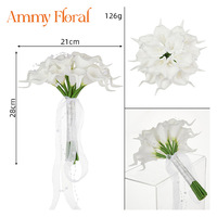 AM-WDC38 Ammy Bouquet de mariée réaliste en lys Calla, fleurs préservées haut de gamme, accessoire de mariage blanc pour la mariée, pour la Fête des Mères et Noël