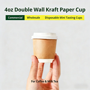 4oz Double Wall Kraft <strong>Paper</strong> Tasting <strong>Cups</strong> Disposable Mini <strong>Sampling</strong> <strong>Cups</strong> for Coffee Milk Tea Commercial Wholesale - Product Image 1