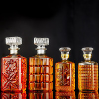 Bouteille en verre personnalisée pour whisky, vin rouge et spiritueux, avec verseur, 250 ml, 500 ml, 800 ml