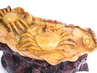 Sculpture de crabe en agate jaune sculptée à la main, figurine décorative en pierre pour la maison ou le bureau