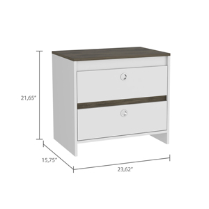 Otom Nightstand One <b>Drawer</b> One Shelf Smokey Oak White <b>Storage</b> Unit Bedroom Furniture - Product Image 4