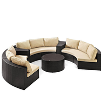 Outdoor-Rattan-Sofa-Set mit Rundem Möbel-Kombinationsset Geeignet für Terrassen, Gärten und Schwimmbäder
