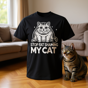 Camiseta con diseño de gatos gorditos y rellenitos, unisex, talla para adultos, Stop Fat Shaming My Cat - Product Image 3