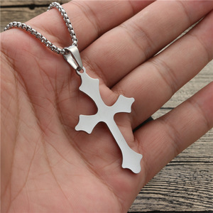 Stainless Steel <b>Cross</b> Pendant Necklace Unisex Fashion Jewelry Gift - Product Image 3