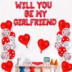 ¿Quieres ser mi novia? Letras de globos con globos de aluminio en forma de corazón, signo de amor, pétalos de rosa y globos de látex para una decoración romántica de la habitación. - Product Image 3