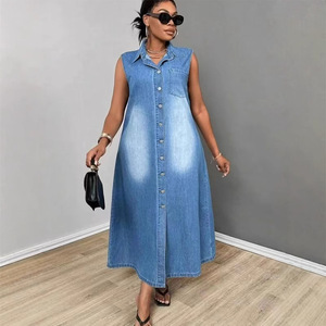 Wholesale Denim Jacket With Maxi Dress Versatile For Beach And Casual Wear 
