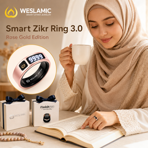 Compteur de Tasbih Premium WESLAMIC ITasbih Peace 1, Bague de Zikr Intelligente Musulmane Rechargeable avec Étui Cadeau, Remplace le Misbahah - Product Image 1