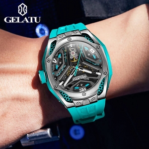 Montre automatique pour homme GELATU 6007, livraison directe, haute qualité, tourbillon, cristal saphir, bracelet en silicone, étanche en profondeur - Product Image 4