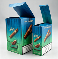 Boîte d'emballage et d'expédition personnalisée en carton bleu vide pour cigares, emballage de papier à cigarettes avec logo personnalisé
