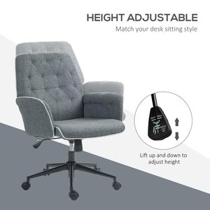 <span class=keywords><strong>Chaise</strong></span> de bureau ergonomique en tissu gris <span class=keywords><strong>à</strong></span> dossier mi-haut, capitonnée, pivotante, avec accoudoirs, réglable en hauteur, pour le bureau <span class=keywords><strong>à</strong></span> domicile - Product Image 5