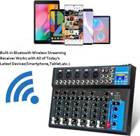 Console de mixage audio professionnelle à 7 canaux en métal F7 avec effets intégrés, égaliseur 3 bandes, Bluetooth/USB, enregistrement USB, pour usage domestique ou en bar