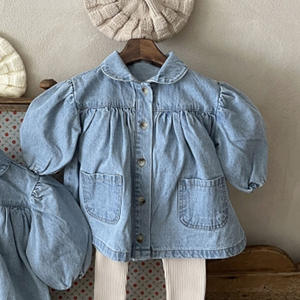 Enfant en bas âge vêtements pour bébés décontracté enfants une pièce robe manches longues grande poche conception bébé jean jupe en jean - Product Image 5