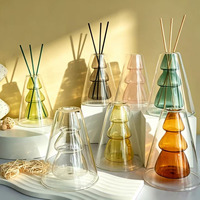 Bouteille diffuseur d'arômes en verre à double paroi de haute qualité, design unique en forme de sapin de Noël, pour décoration intérieure, flacon de parfum vide, vente en gros