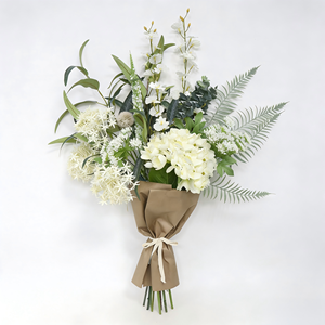 Ramo Artificial Blanco y Verde con Hojas de <span class=keywords><strong>Eucalipto</strong></span> y Helecho, Flores Artificiales Mixtas para Regalo de Novia, Centro de Mesa - Product Image 4