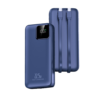 Mini Power Bank 10000mAh PD 20W Charge rapide Affichage LED Câbles intégrés Double lampe torche Porte-clés Chargeur portable Cadeau pour téléphone