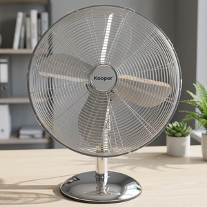 Ventilatore da Tavolo Kooper a 4 Pale, 3 Velocità, Controllo Meccanico, 50W, Elettrico, in Plastica Argento, con Base a Piedistallo, per Uso Domestico e Esterno - Product Image 2
