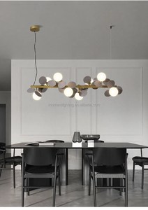 Lustre de salle à manger nordique créatif personnalisable <span class=keywords><strong>Matisse</strong></span>, longues feuilles en acrylique, boule de verre, lustre moderne pour table à manger - Product Image 5