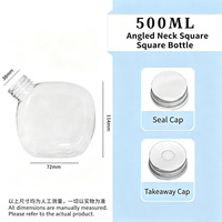 Botol Mini Kotak Baru Kreatif Sekali Pakai PET untuk Minuman Teh Susu 500ml, Teh Susu, Jus, Botol Plastik