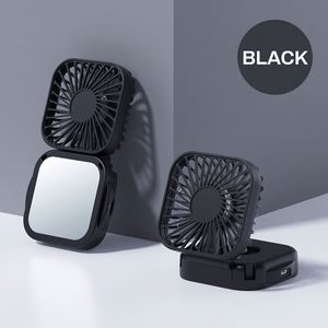 Wholesale Customization Small Portable Mini <b>Foldable</b> Usb Rechargeable Handheld Fan With Makeup <b>Mirror</b> - Product Image 1