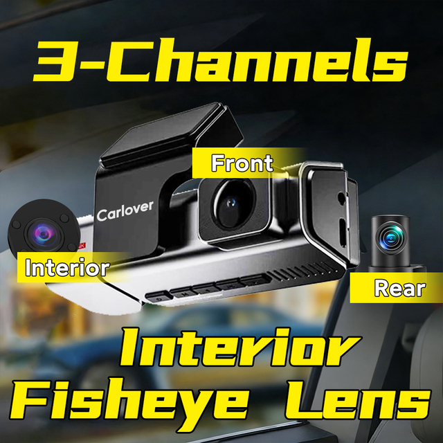 4k+2K+2K GPS Fisheye 3 Channel Dashcam 4K Dashcam Triple Lens 5G WIFI 3 Channel Dash Cam Carlover Car Camera Wifi Ai Dash Cam