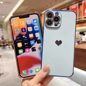 Ins เคสโทรศัพท์ลายหัวใจรักแบบ Electroplated,เคสกันกระแทกด้านหลังสำหรับ <span class=keywords><strong>iPhone</strong></span> 11 12 13 Pro Max XS X XR 7 8 Plus Mini <span class=keywords><strong>SE</strong></span> <span class=keywords><strong>2022</strong></span> - Product Image 2