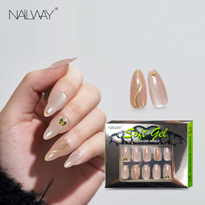 Nailway Super Natural Design 3D, 30 Pezzi, 15 Misure, <span class=keywords><strong>Unghie</strong></span> Finte in Gel Morbido, Copertura Completa, Vendita all'Ingrosso, <span class=keywords><strong>Unghie</strong></span> Francesi Preincollate - Product Image 2
