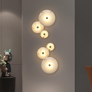 Lámpara de pared de mármol Led E27, iluminación nórdica minimalista para entrada y mesita de noche - Product Image 4