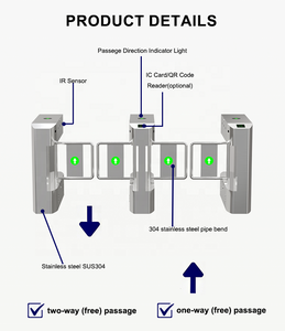 Tourniquet de contrôle d'accès à reconnaissance faciale, portillon pivotant pour piétons en acier inoxydable avec lecteur IC RFID pour immeubles de bureaux et usines - Product Image 3