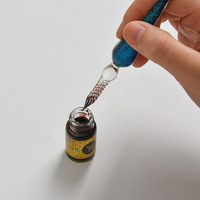 Ensemble de stylos à plume en verre faits à la main avec boîte cadeau à motif imprimé pour souvenir de voyage, remise de diplôme, Noël, Festival du Printemps