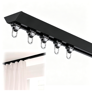 Kit de tringles à rideaux modernes en alliage d'aluminium en forme de V auto-adhésives pour <span class=keywords><strong>plafond</strong></span>, <span class=keywords><strong>sans</strong></span> perçage requis - Product Image 1
