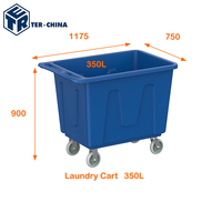Solution en plastique de panier de stockage de chariot de blanchisserie d'équipement de blanchisserie 350L commerciale pour des hôtels et des restaurants