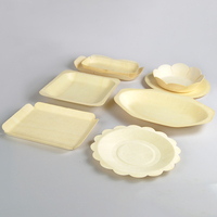 Ensemble de plateaux de service à gâteaux, vaisselle Miniature biodégradables en bois, assiette à Sushi, 100 pièces
