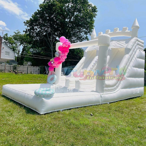 Commercial bounce house combo jumping bouncy castle white inflatable double <b>slide</b> with water <b>pool</b> for kids - Product Image 6