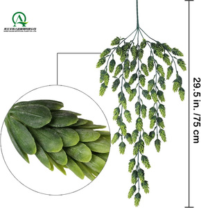 Plantas artificiales, flores de lúpulo de vid colgantes, vid de ratán, guirnalda de hojas verdes, cono de pino artificial para decoración de jardín y hogar - Product Image 5
