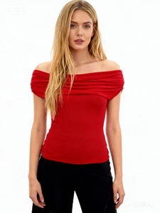 Camicie e camicette da donna eleganti da donna <span class=keywords><strong>a</strong></span> maglia alla moda <span class=keywords><strong>con</strong></span> collo <span class=keywords><strong>a</strong></span> spalla allettante - Product Image 1