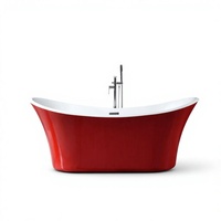 Baignoire autoportante en acrylique en forme de bateau, bicolore rouge, pour usage domestique/hôtelier/appartement, écologique, vente en gros d'usine